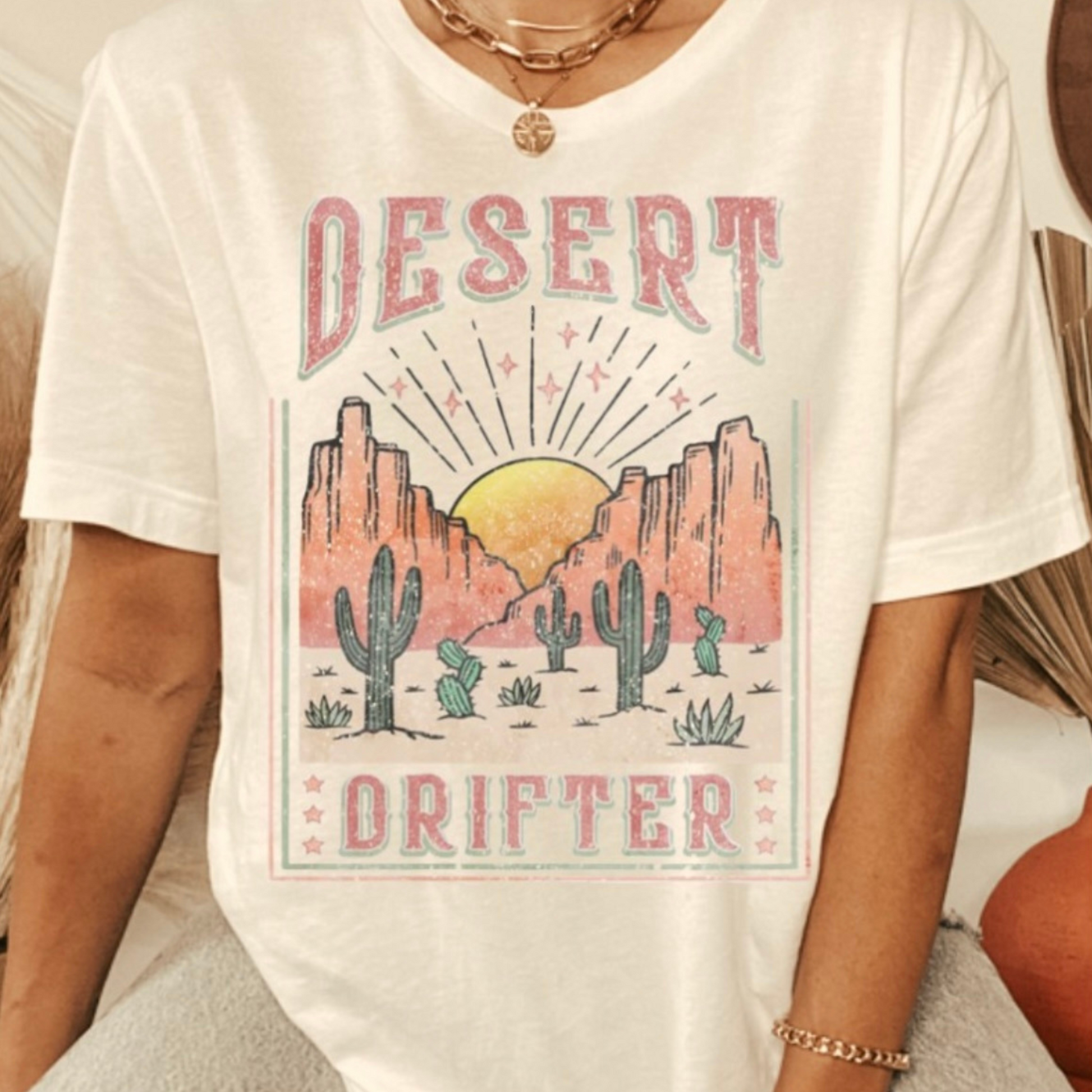 Vintage Western T Shirt -Desert Drifter Graphic Crewneck Tee