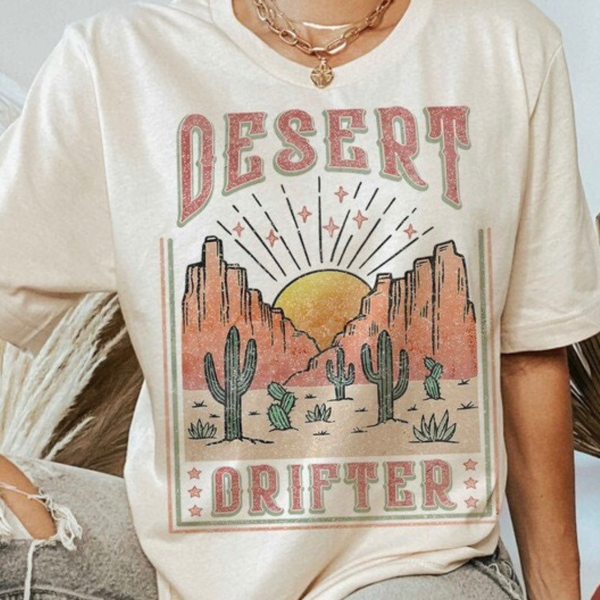 Vintage Western T Shirt -Desert Drifter Graphic Crewneck Tee