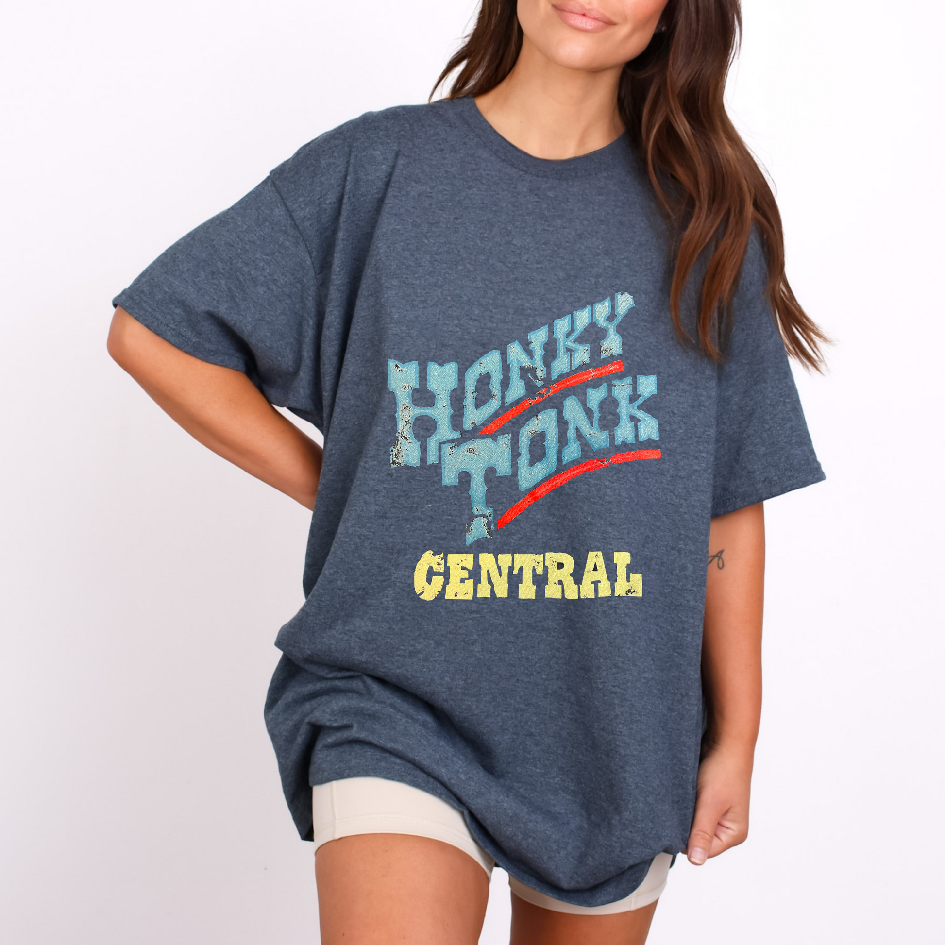 Western Graphic Oversized Tee - Honkey Tonk Central Crewneck